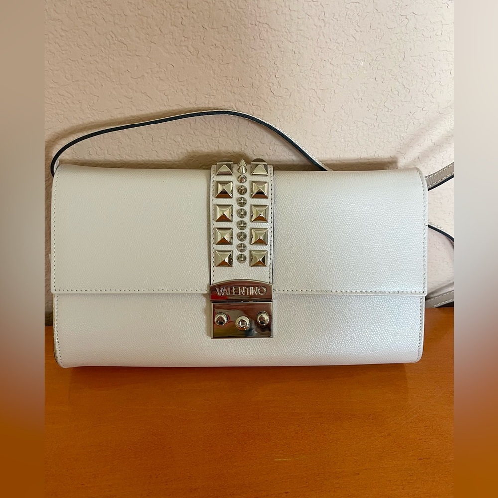 Cream Valentino by Mario Valentino Coco signature Leather Shoulder Bag